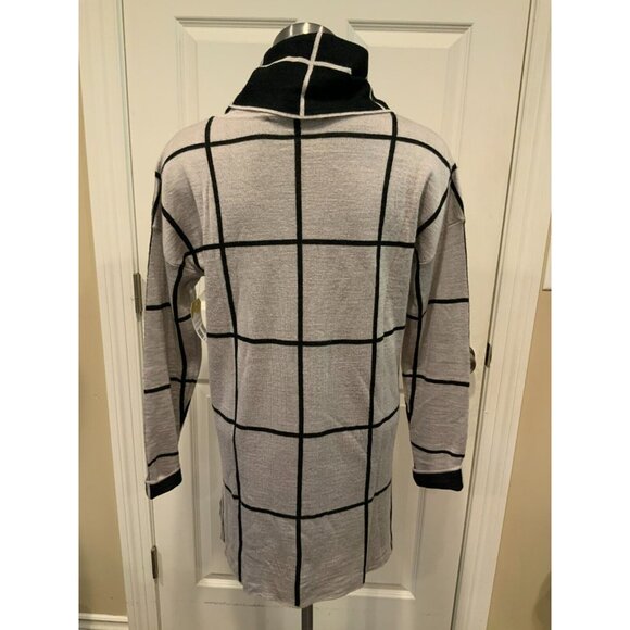 Curio Anthropologie Gray & Black Geometric Window Pane Turtleneck Sweater Size M - Picture 8 of 10
